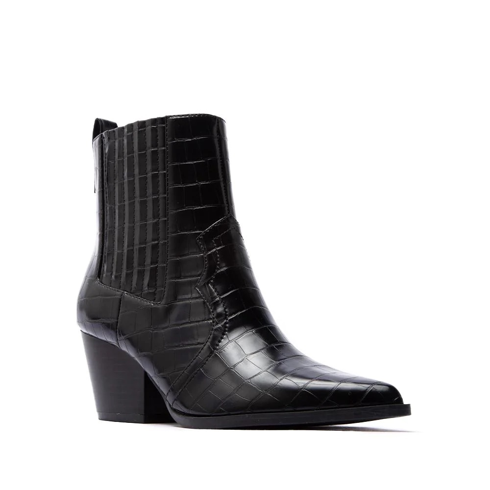 Black Snakeskin Booties